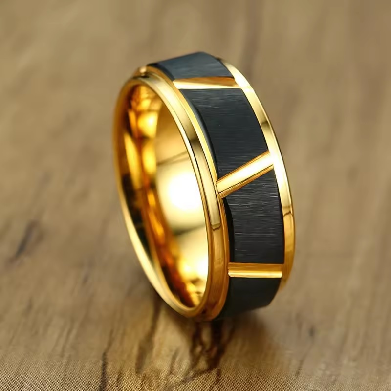 Δαχτυλίδι ME-31997 - Χρυσό / Μαύρο / 69mm