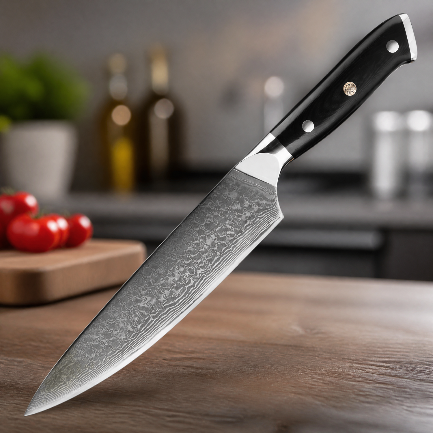 Δαμασκηνό μαχαίρι κουζίνας KX-42114 - Chef / Μαύρο