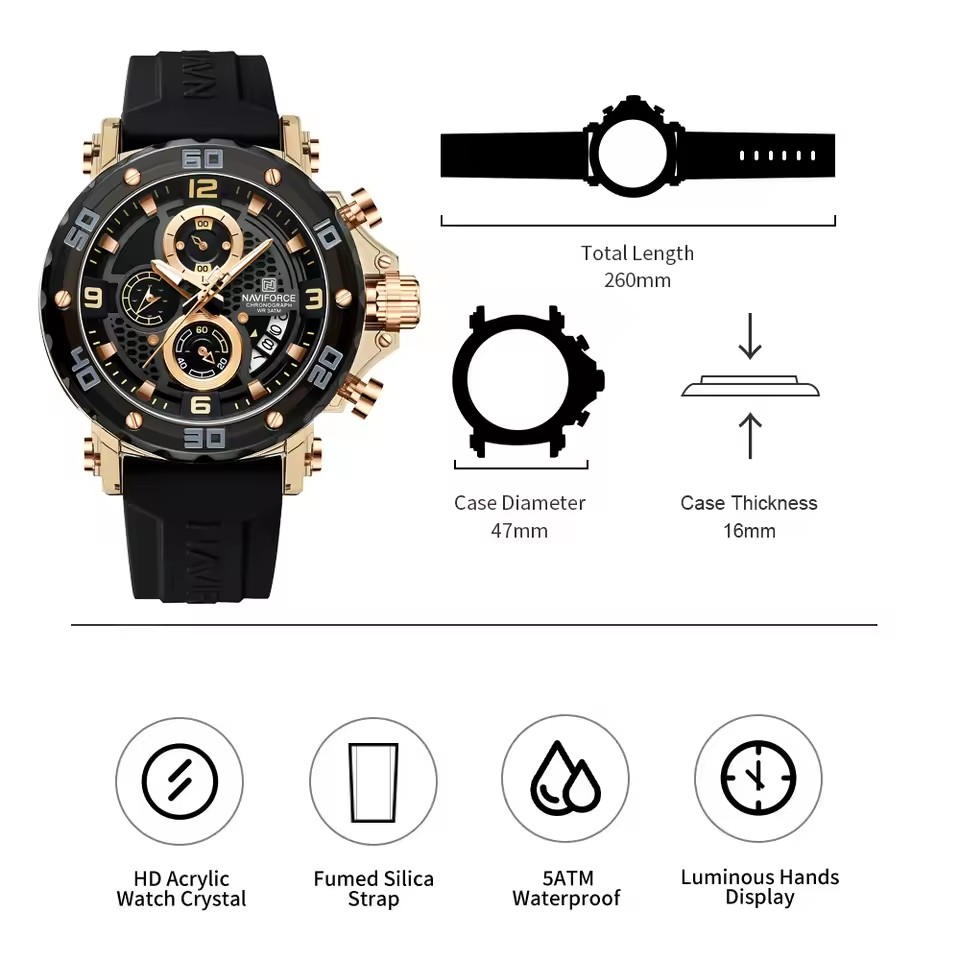 Ρολόι NAVIFORCE MR-38580 - Μαύρο