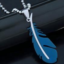 Κολιέ SI-34157 Feather - Μπλε