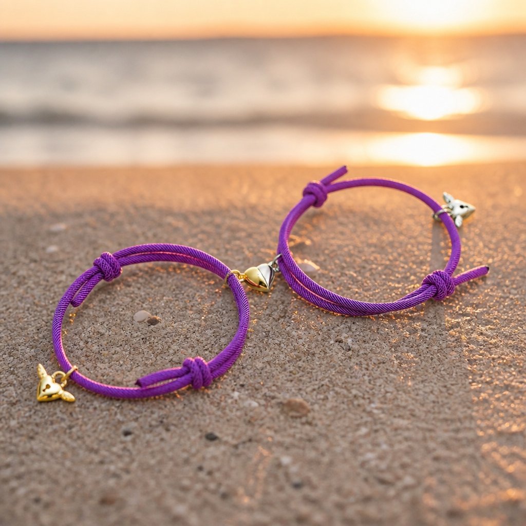Βραχιόλια Heart Magnet - Μωβ